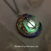 Aurora Borealis Crescent Moon Glow Galaxy Orb Necklace