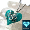 Octopus Heart Glow in the dark Necklace