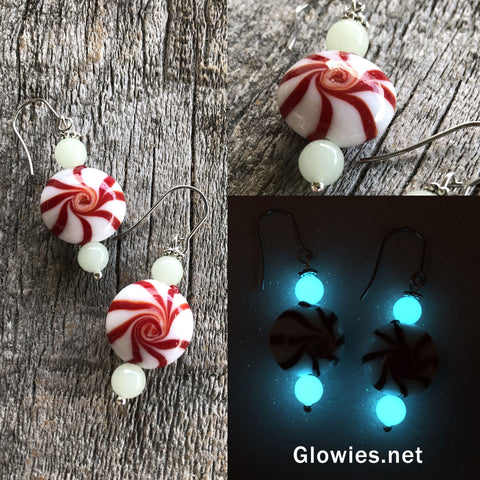 Glass Pepperming Glow Glass Earrings
