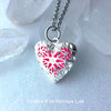 Pink Heart Glow Locket ® Silver Plated Filigree