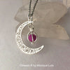 Violet Crescent Moon Glowing Orb Necklace Purple Glow