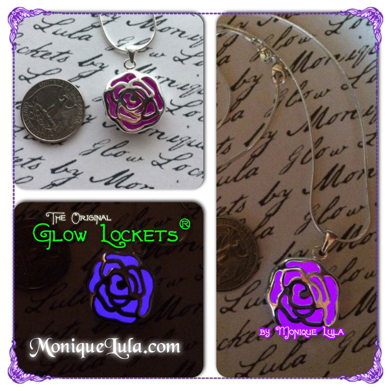 Enchanted Purple Glowing Rose Necklace