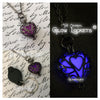 Gun Metal Ultra Violet Purple Frozen Glowing Heart Necklace