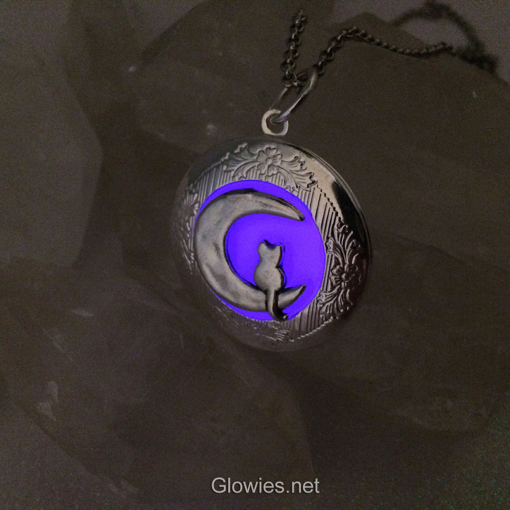 Glowies Glow Jewelry Art & Decor - Cat on the Moon Glow in the