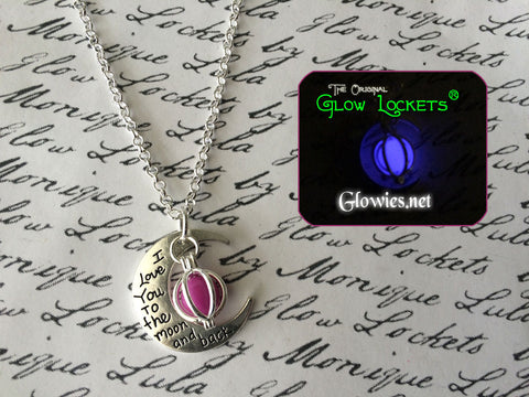 Purple Love You To The Moon And Back Crescent Glowing Orb Necklace