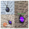 Antiqued Silver Glowing Purple Opal Oval Necklace
