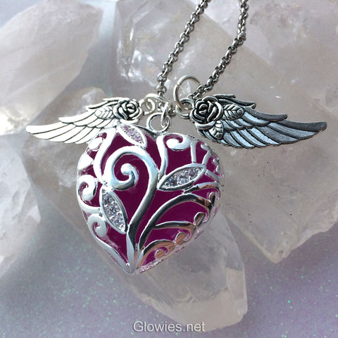 Flying Glowing Heart of Winter with Wings