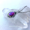 Antiqued Silver Glowing Purple Opal Oval Necklace