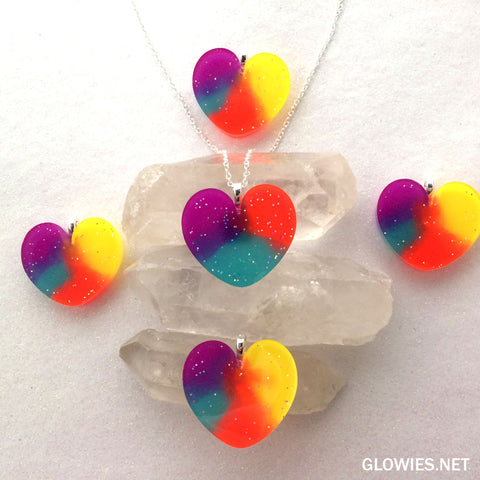 Rainbow Heart Glow Necklace