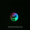 Rainbow Howling Wolf with Full Moon