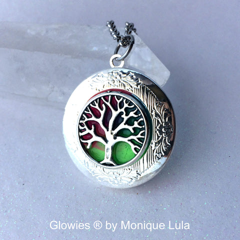 Rainbow Tree of Life Glowing Locket Necklace