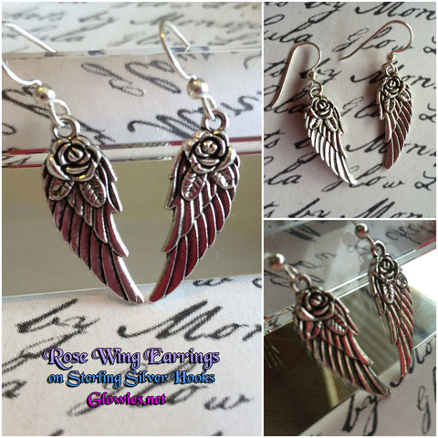 Rose Wing Charm Earrings