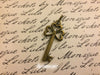 Shamrock Heart Key Charm Clover Antiqued Bronze