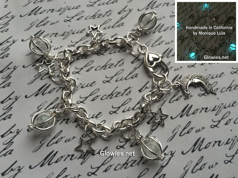 Moon & Stars Glowing Galaxy Link Charm Bracelet