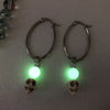 Stainless Steel Skull Glow Orb Hoop Earrings