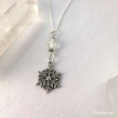 Snowflake Glow Glass Necklace