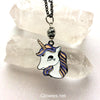 Black Enamel Unicorn in Outer Space Necklace