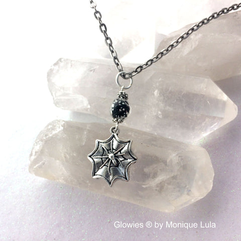 Spider Galaxy Glass Glow Necklace