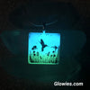 Hummingbirds Square Glow in the dark Necklace