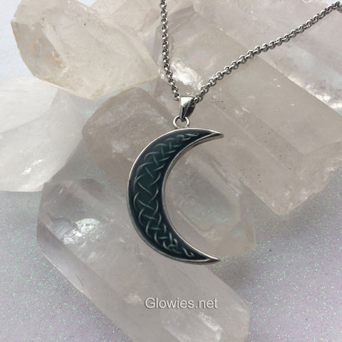 Stainless Steel Crescent Moon Glow Necklace