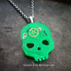 Steampunk Glow Skull with Watch Gears Necklace