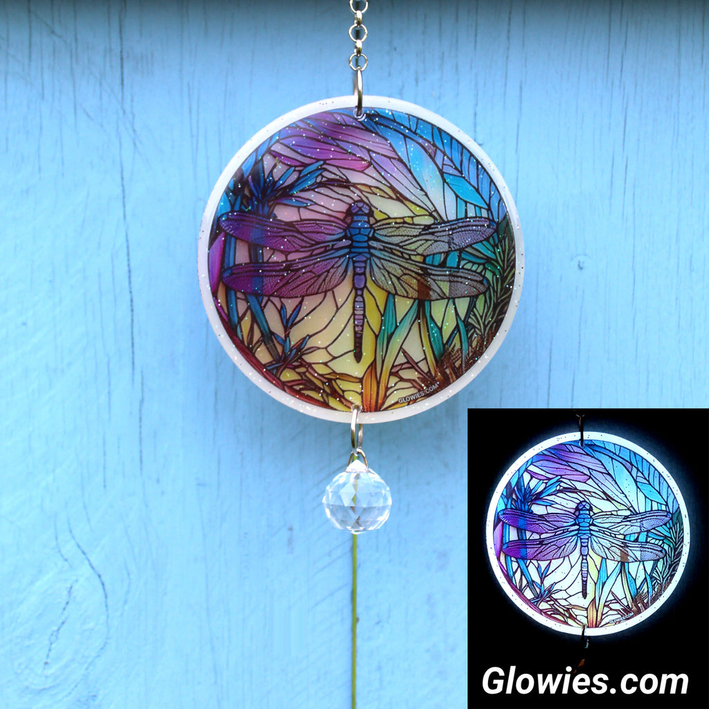 Dragonfly Glow Sun Catcher with Crystal