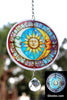 Sun With Two Moons Glow Sun Catcher with Crystal