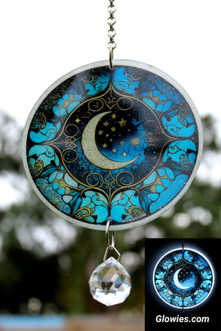 '90s Celestial Moon & Stars Glow Sun Catcher with Crystal Style #2