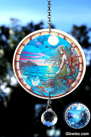 '90s Celestial Mermaid Glow Sun Catcher with Crystal