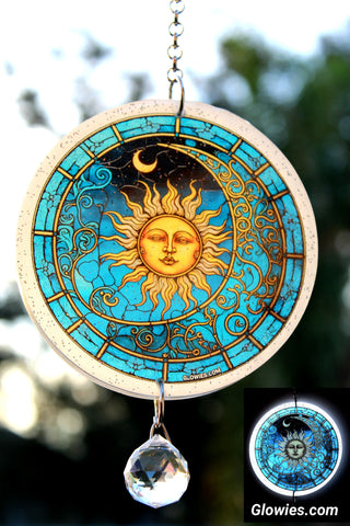 '90s Celestial Sun & Moon Glow Sun Catcher with Crystal