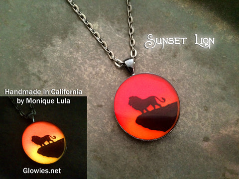 Lion Sunset Safari Art Glow Necklace