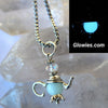 Teapot Glow in the dark Glass Necklace