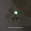 Triple Moon Pentacle Glow Glass Necklace