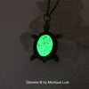 Turtle with Glow Glass Oval Shell Necklace