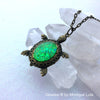 Turtle with Glow Glass Oval Shell Necklace
