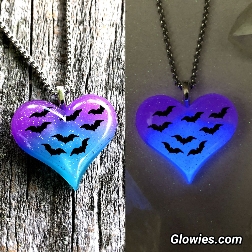 Twilight Bats Glow Heart Necklace