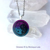 Crescent Moon with Stars Glow Art Necklace