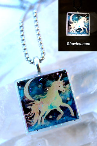 Moonlight Unicorn Square Glow Necklace