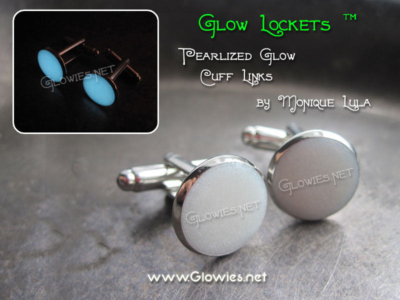 White Pearlescent Glow in the dark Cuff Links