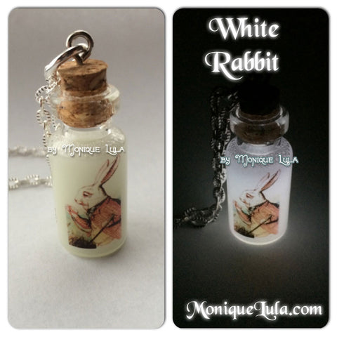 White Rabbit Glowing Bottle Necklace