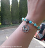 Howling Wolf with Feather Glow Glass Beaded Bracelet