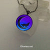 Howling Wolf on the Moon Glow Art Necklace